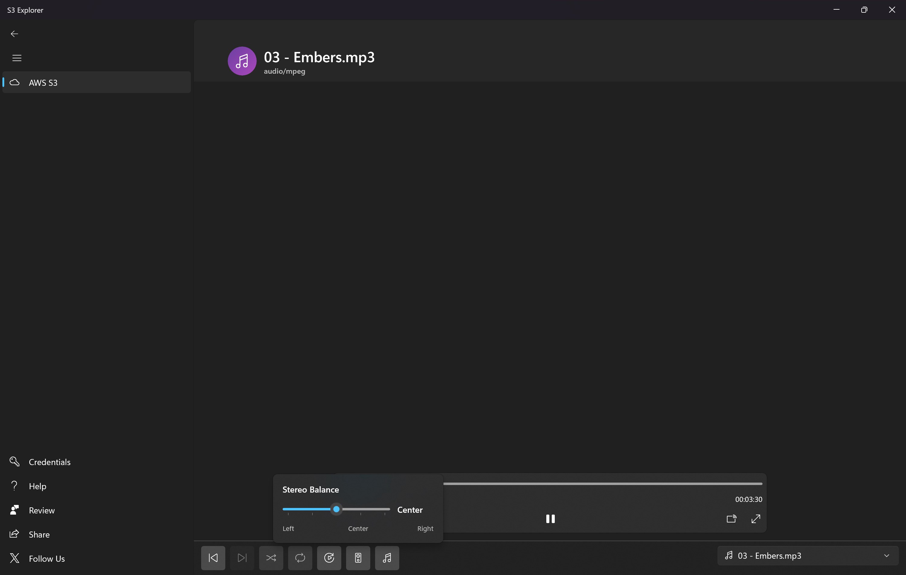 S3 Explorer running on Windows and Xbox with stereo player settings